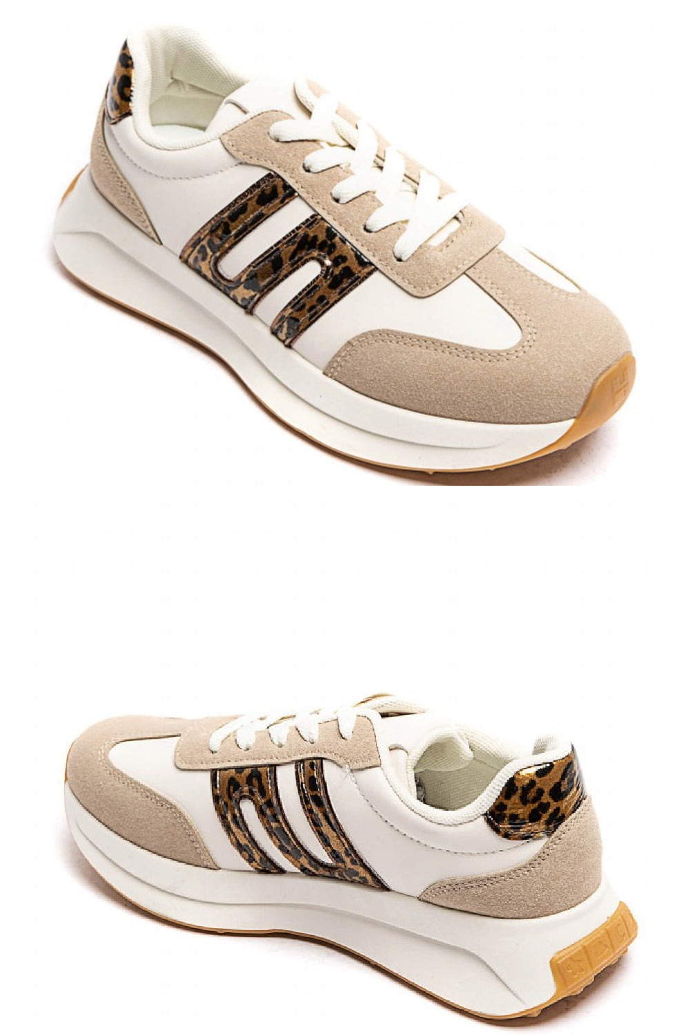 LEOPARD LACE UP SIDE DETAIL DESIGNER TRAINERS