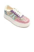 MULTI COLOUR GLITTER SPARKLY LACE UP DESIGNER TRAINERS