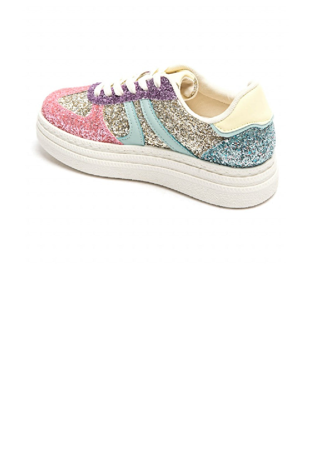 MULTI COLOUR GLITTER SPARKLY LACE UP DESIGNER TRAINERS