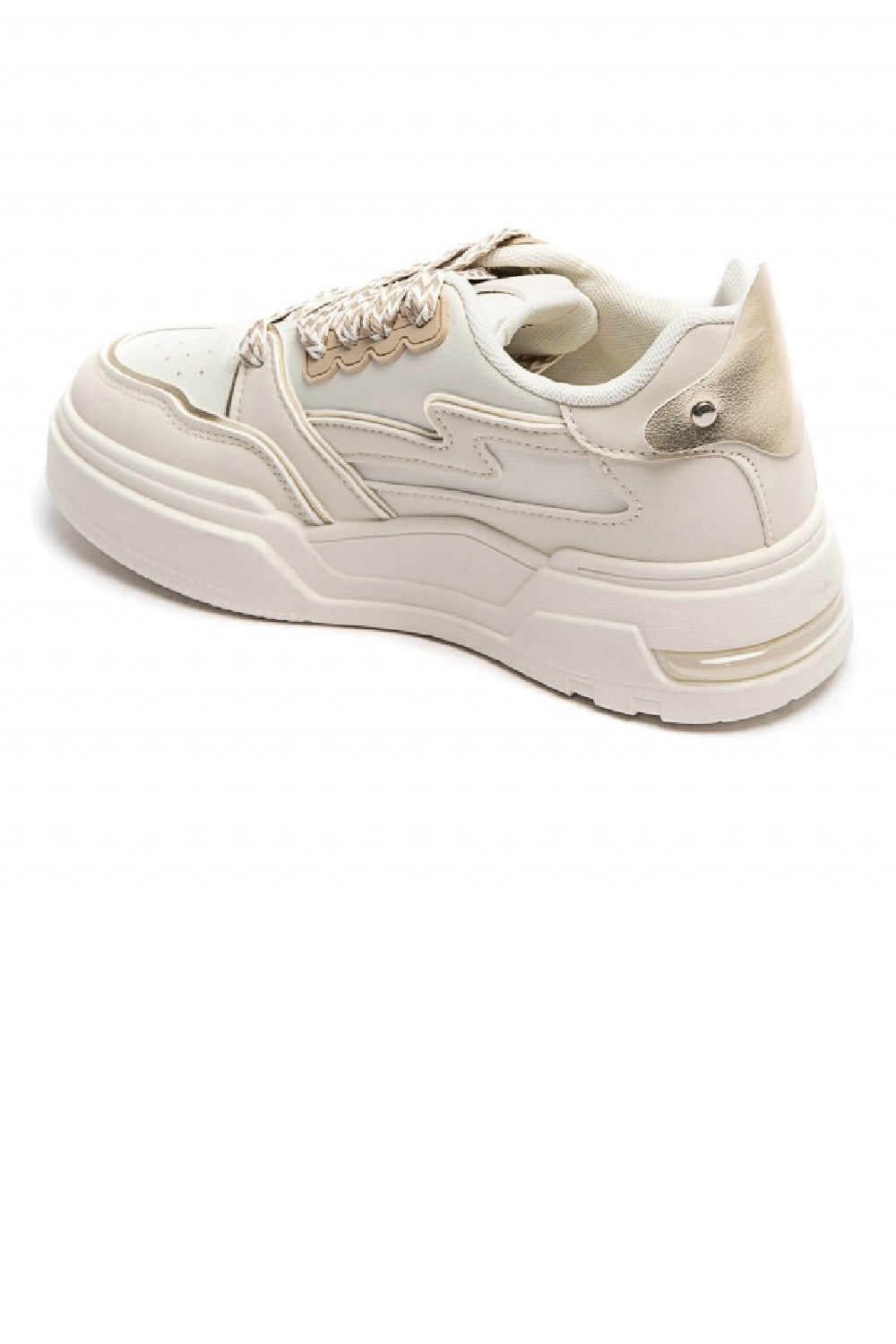 BEIGE LACE UP SIDE DETAIL FASHION DESIGNER TRAINERS