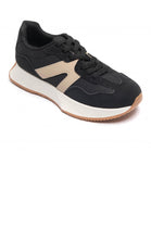 BLACK LACE UP SIDE DETAIL FASHION DESIGNER TRAINERS