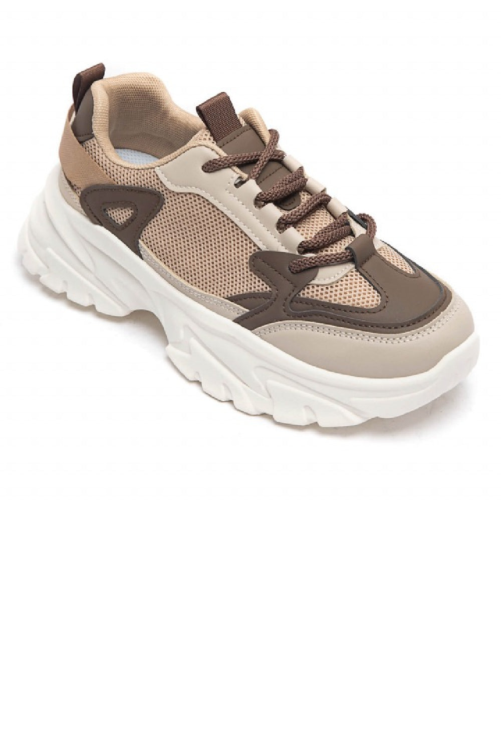 BROWN LACE UP CHUNKY FASHION DESIGNER TRAINERS