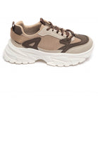 BROWN LACE UP CHUNKY FASHION DESIGNER TRAINERS