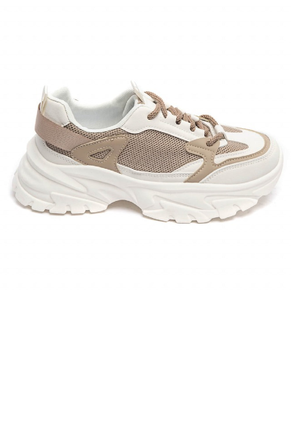 KHAKI LACE UP CHUNKY FASHION DESIGNER TRAINERS