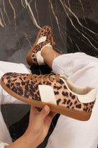 LEOPARD LACE UP DESIGNER LADIES GIRLS SNEAKERS TRAINERS