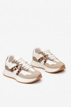 LEOPARD LACE UP SIDE DETAIL FASHION DESIGNER TRAINERS