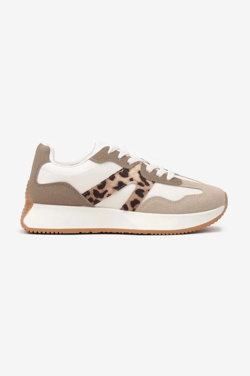 LEOPARD LACE UP SIDE DETAIL FASHION DESIGNER TRAINERS