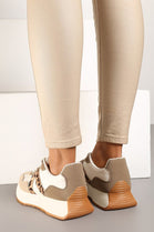 LEOPARD LACE UP SIDE DETAIL FASHION DESIGNER TRAINERS