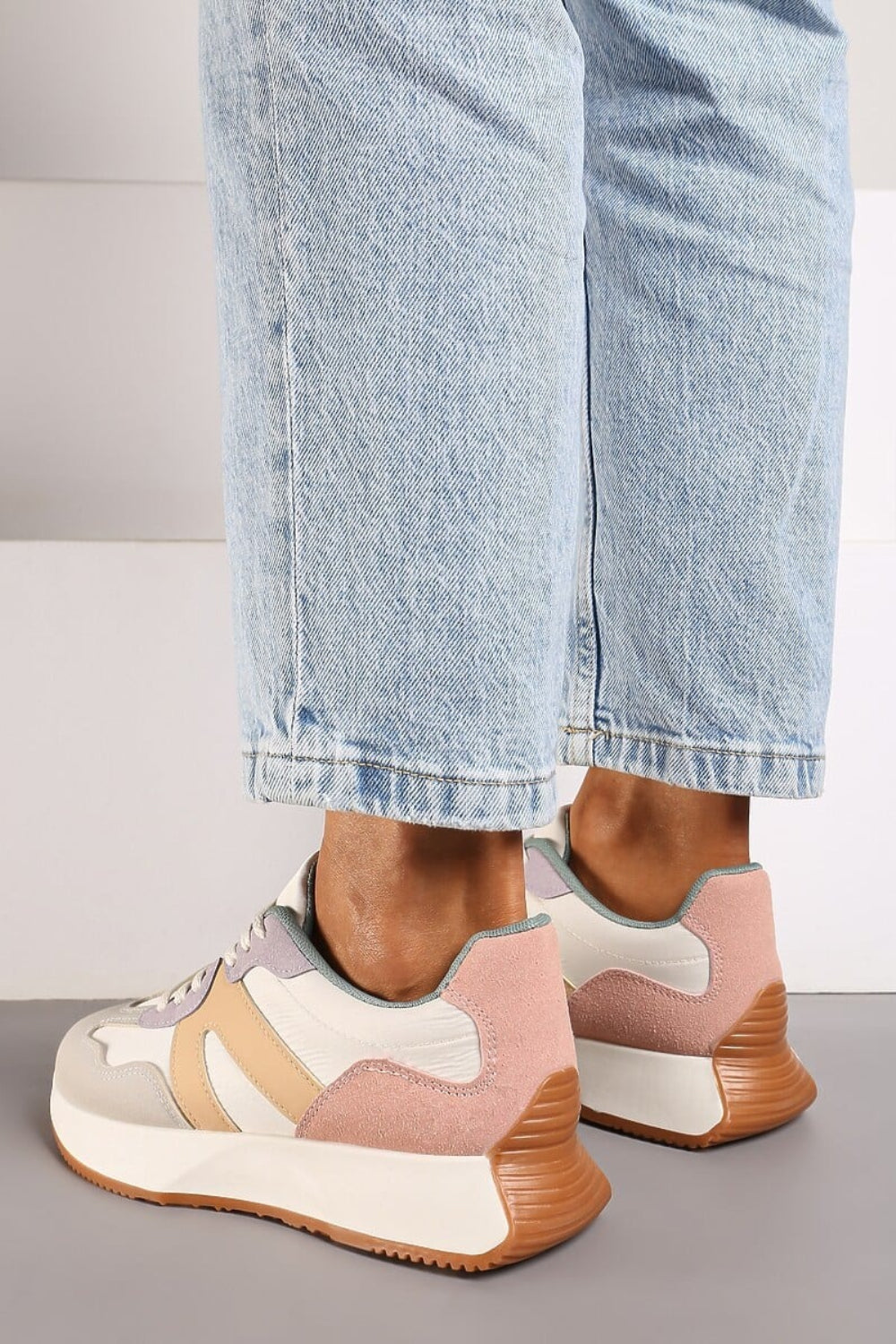 MULTI COLOUR LACE UP SIDE DETAIL FASHION DESIGNER TRAINERS
