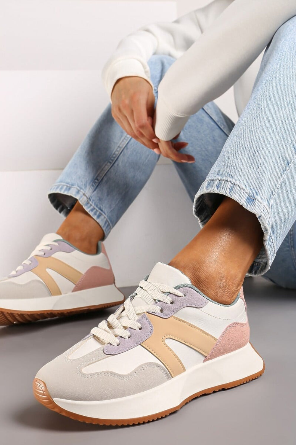 MULTI COLOUR LACE UP SIDE DETAIL FASHION DESIGNER TRAINERS