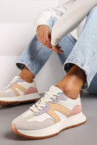 MULTI COLOUR LACE UP SIDE DETAIL FASHION DESIGNER TRAINERS
