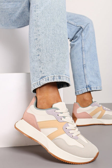 MULTI COLOUR LACE UP SIDE DETAIL FASHION DESIGNER TRAINERS