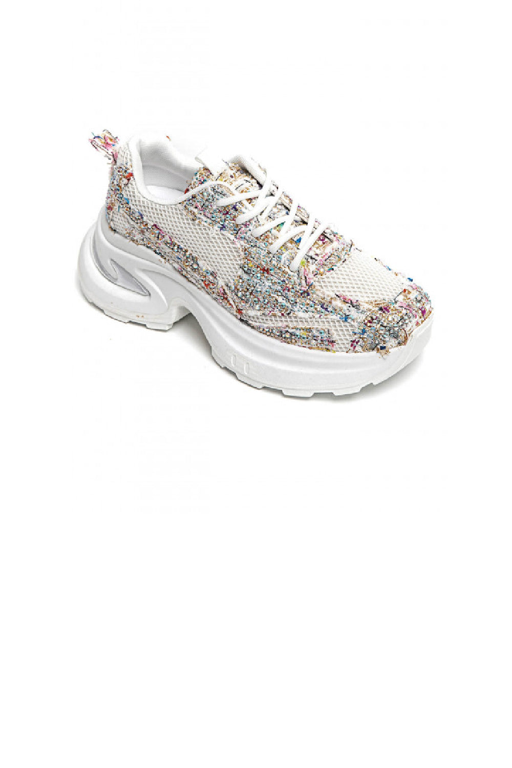 MULTI COLOUR SPARKLY LACE UP CHUNKY STYLISH TRAINERS