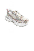 MULTI COLOUR SPARKLY LACE UP CHUNKY STYLISH TRAINERS