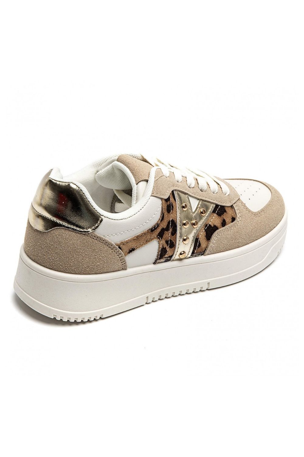 Metallic Detail Lace Up Trainers In Leopard | Wholesale