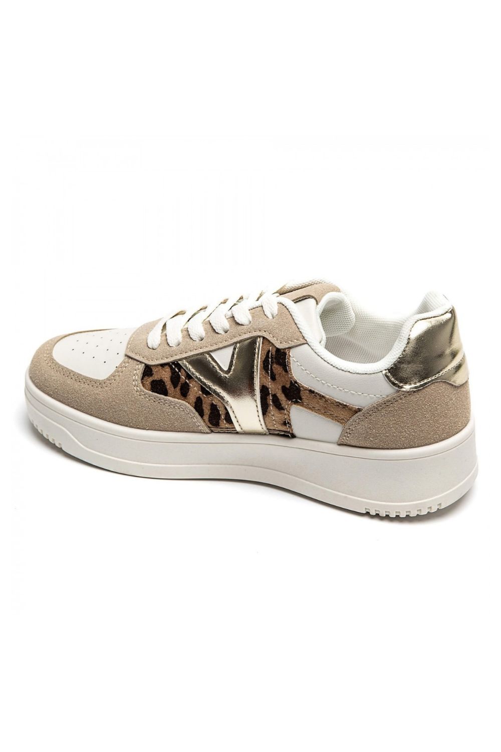 Metallic Detail Lace Up Trainers In Leopard | Wholesale