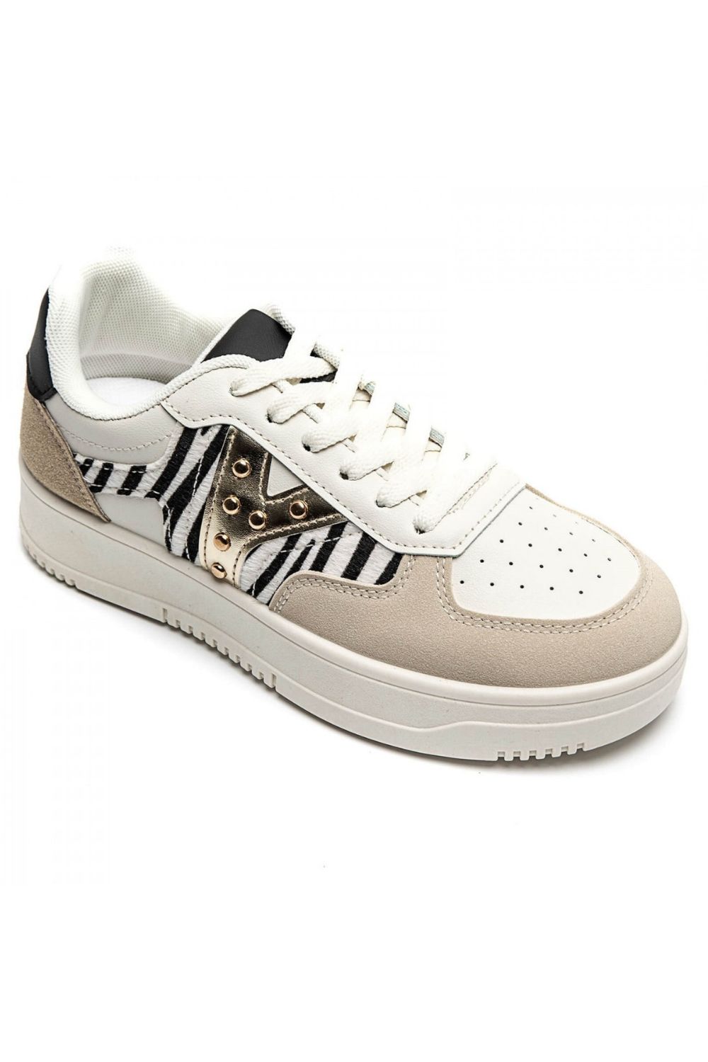 Metallic Detail Lace Up Trainers In Zebra | Wholesale