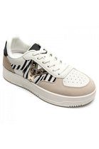 Metallic Detail Lace Up Trainers In Zebra | Wholesale