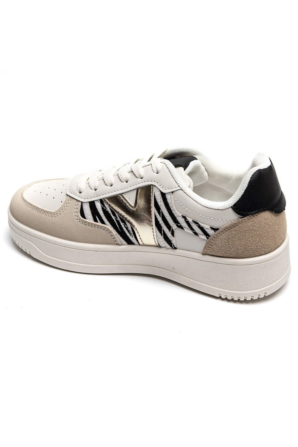 Metallic Detail Lace Up Trainers In Zebra | Wholesale