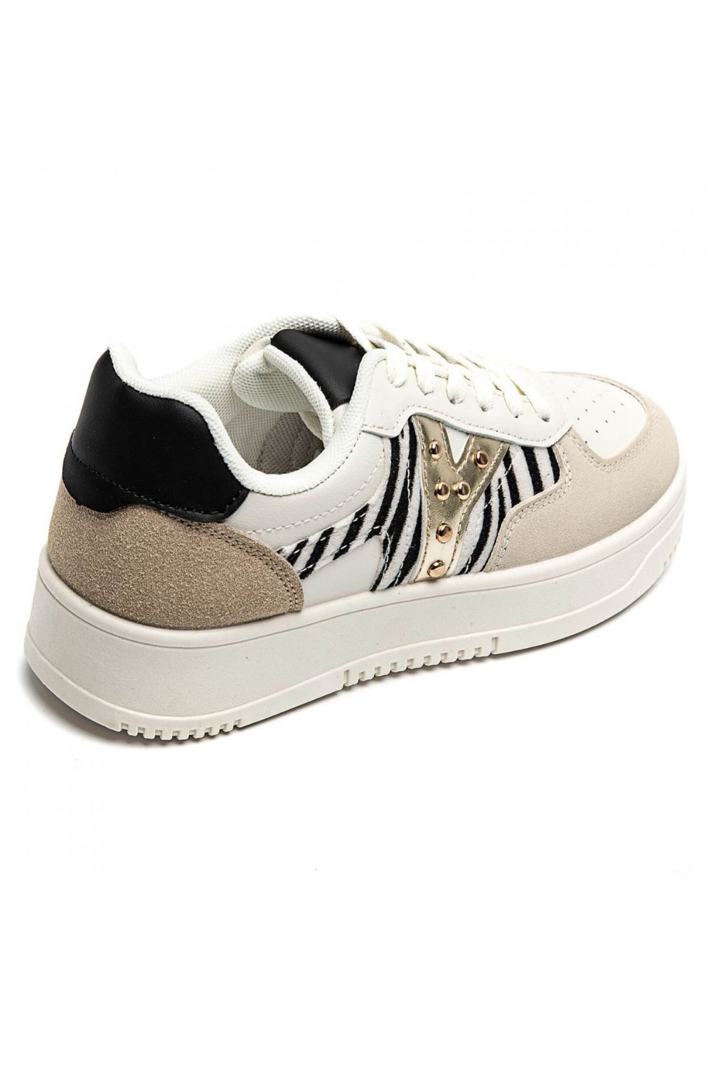 Metallic Detail Lace Up Trainers In Zebra | Wholesale