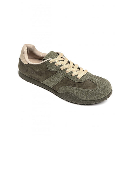GREEN LACE UP CASUAL TRAINERS