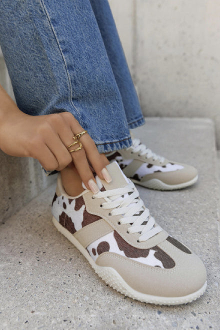 ANIMAL PRINT LACE UP CASUAL TRAINERS