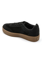 Rich Matte Black Suede-Effect Gum Sole Trainers | Wholesale