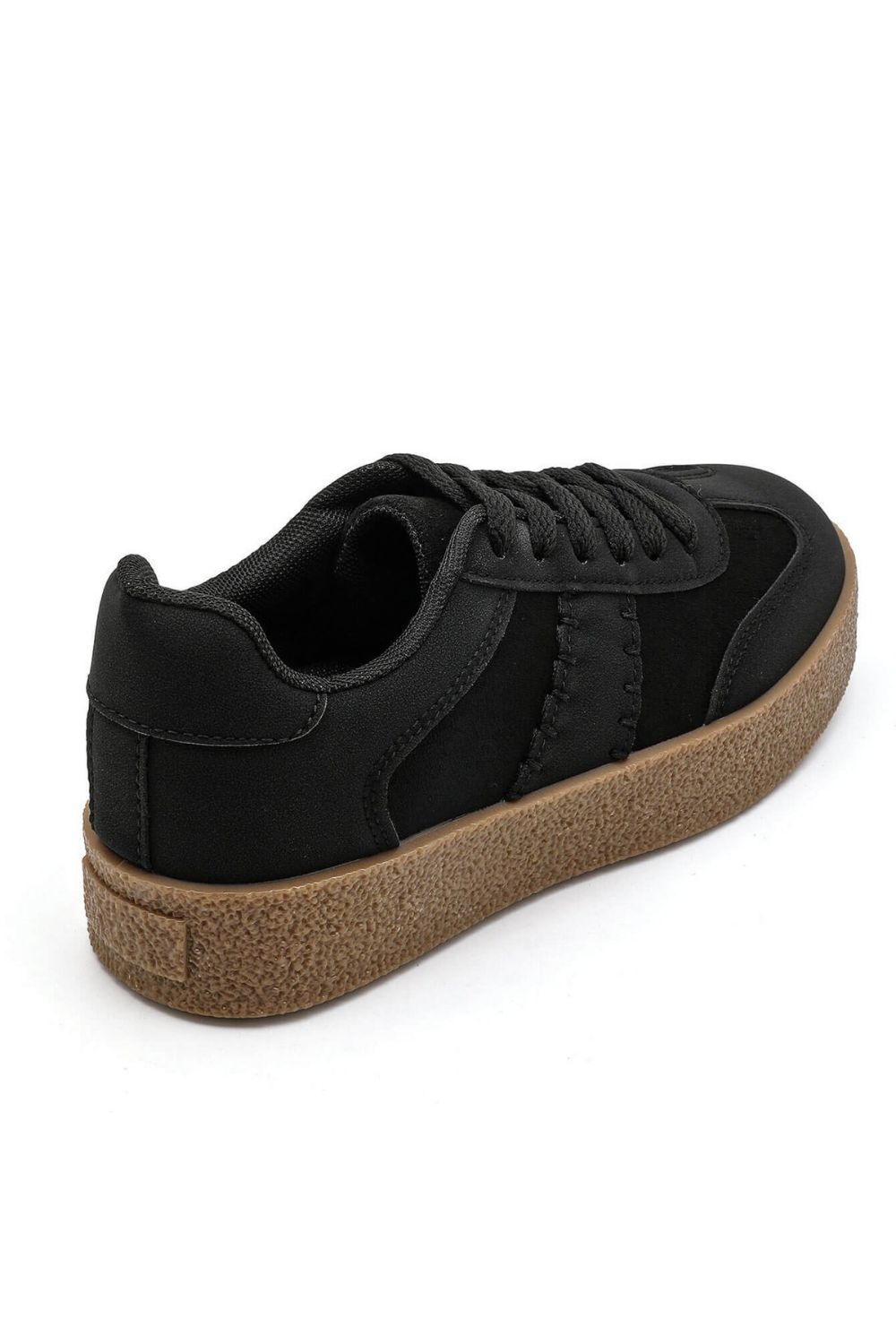 Rich Matte Black Suede-Effect Gum Sole Trainers | Wholesale