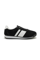 ROUND TOE SIDE LINE STRIPPED DETAILED GUM SOLE TRAINERS IN BLACK