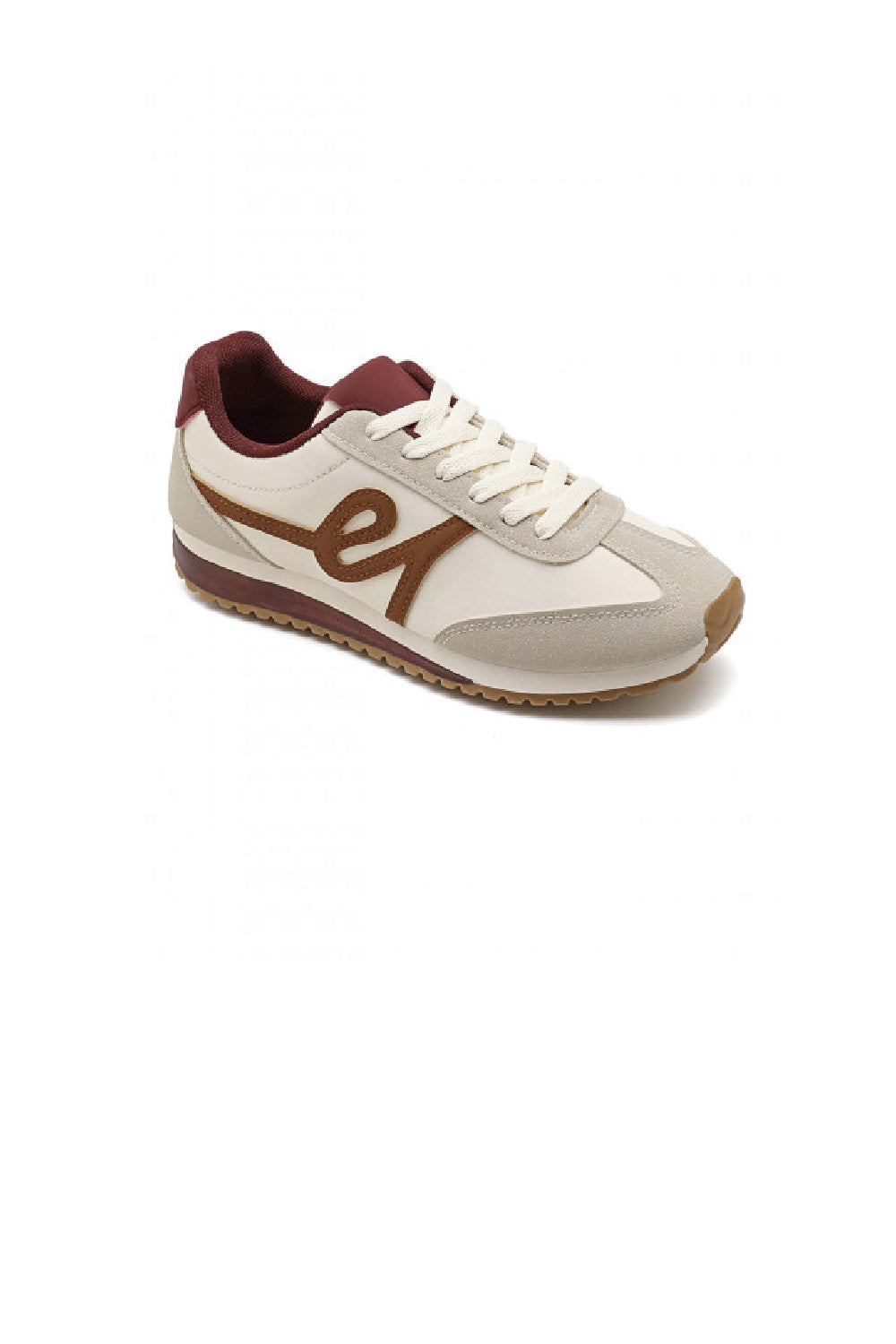 Ladies Wine Colour Lace Up Side Detail Trainers