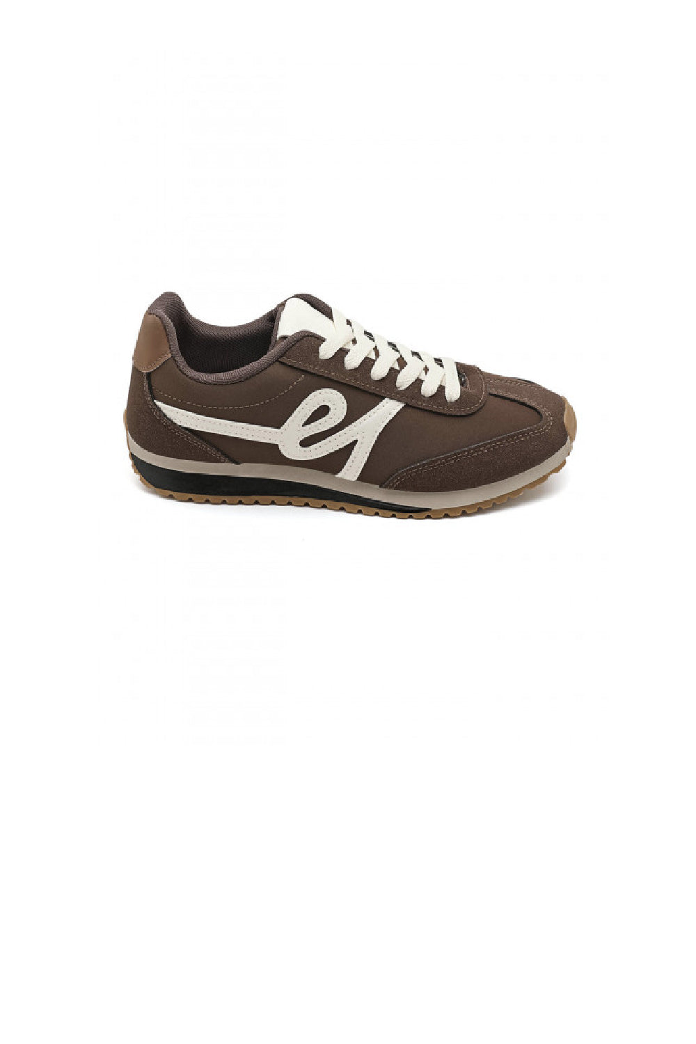 Ladies Brown Lace Up Side Detail Trainers