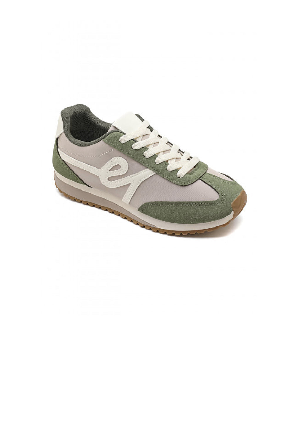 Ladies Green Lace Up Side Detail Trainers