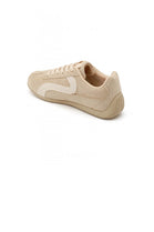 Women's Beige Faux Suede Retro Panelled Trainers
