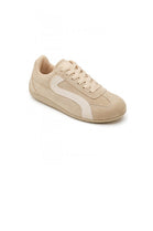 Women's Beige Faux Suede Retro Panelled Trainers
