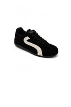 Women's Black Faux Suede Retro Panelled Trainers
