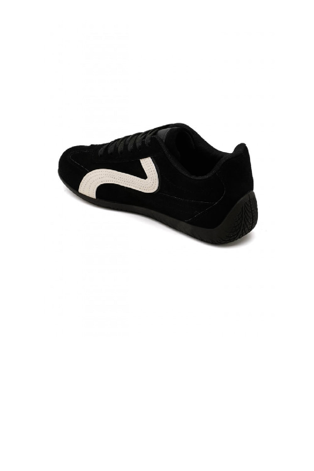 Women's Black Faux Suede Retro Panelled Trainers