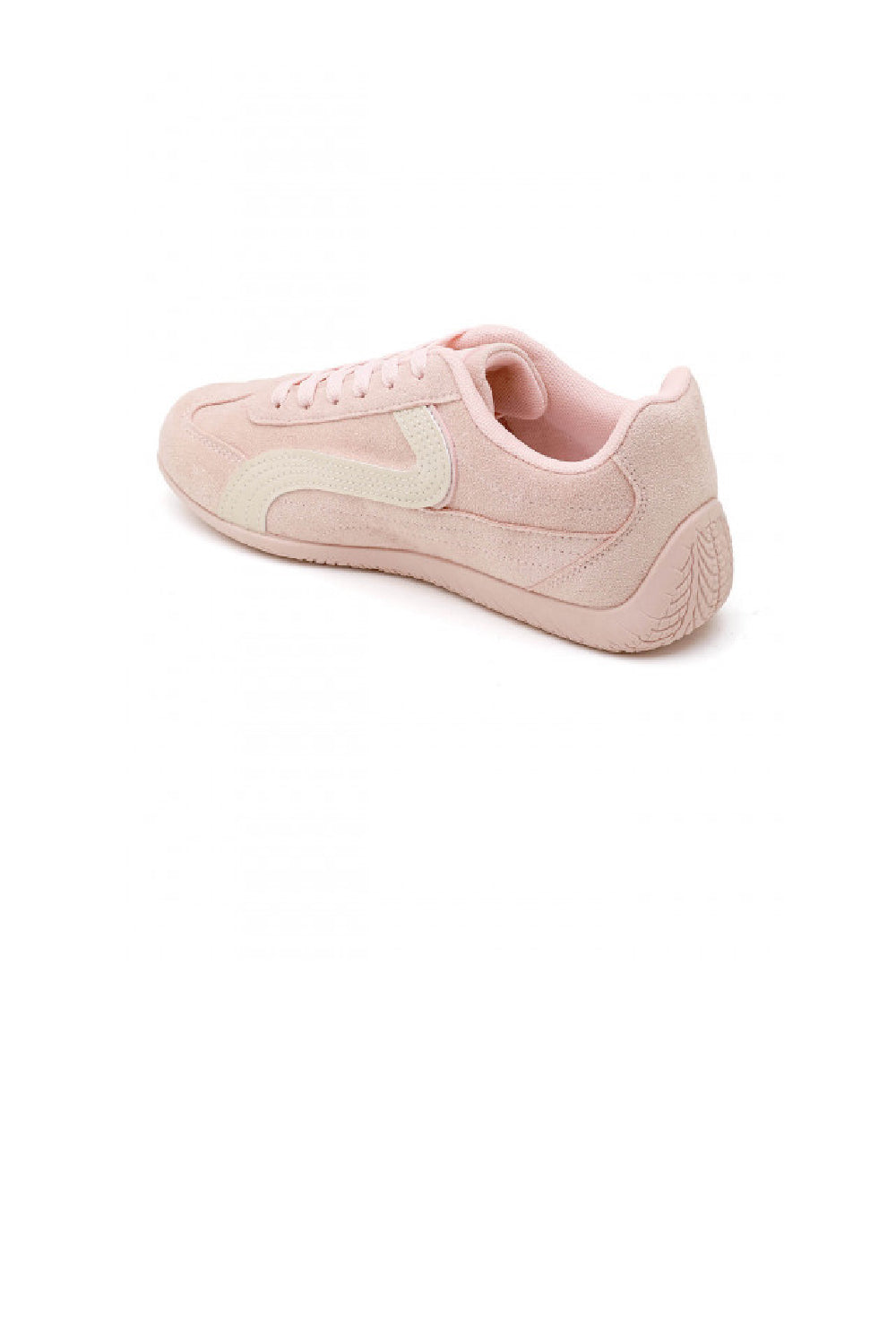 Women's Pink Faux Suede Retro Panelled Trainers