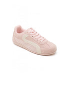 Women's Pink Faux Suede Retro Panelled Trainers