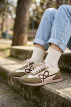 Ladies Green Suede Lace-Up Casual Trainers with Cushioned Sole