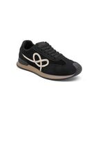 Ladies Black Suede Lace-Up Casual Trainers with Cushioned Sole