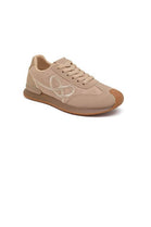 Ladies Khaki Suede Lace-Up Casual Trainers with Cushioned Sole