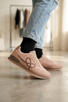 Ladies Blush Pink Lace-Up Casual Trainers with Cushioned Sole