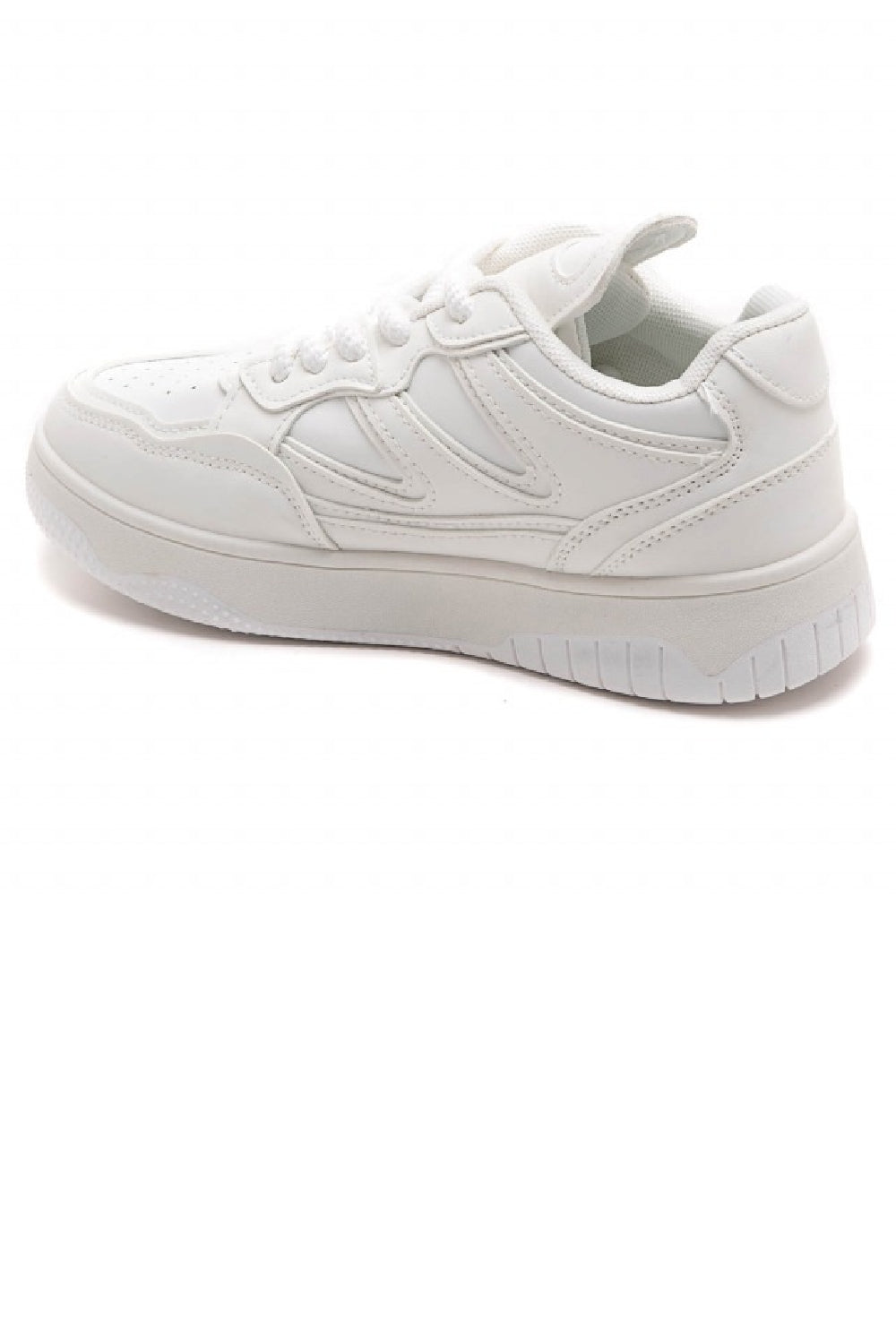 WHITE LACE UP FLAT CHUNKY FASHION SNEAKERS TRAINERS