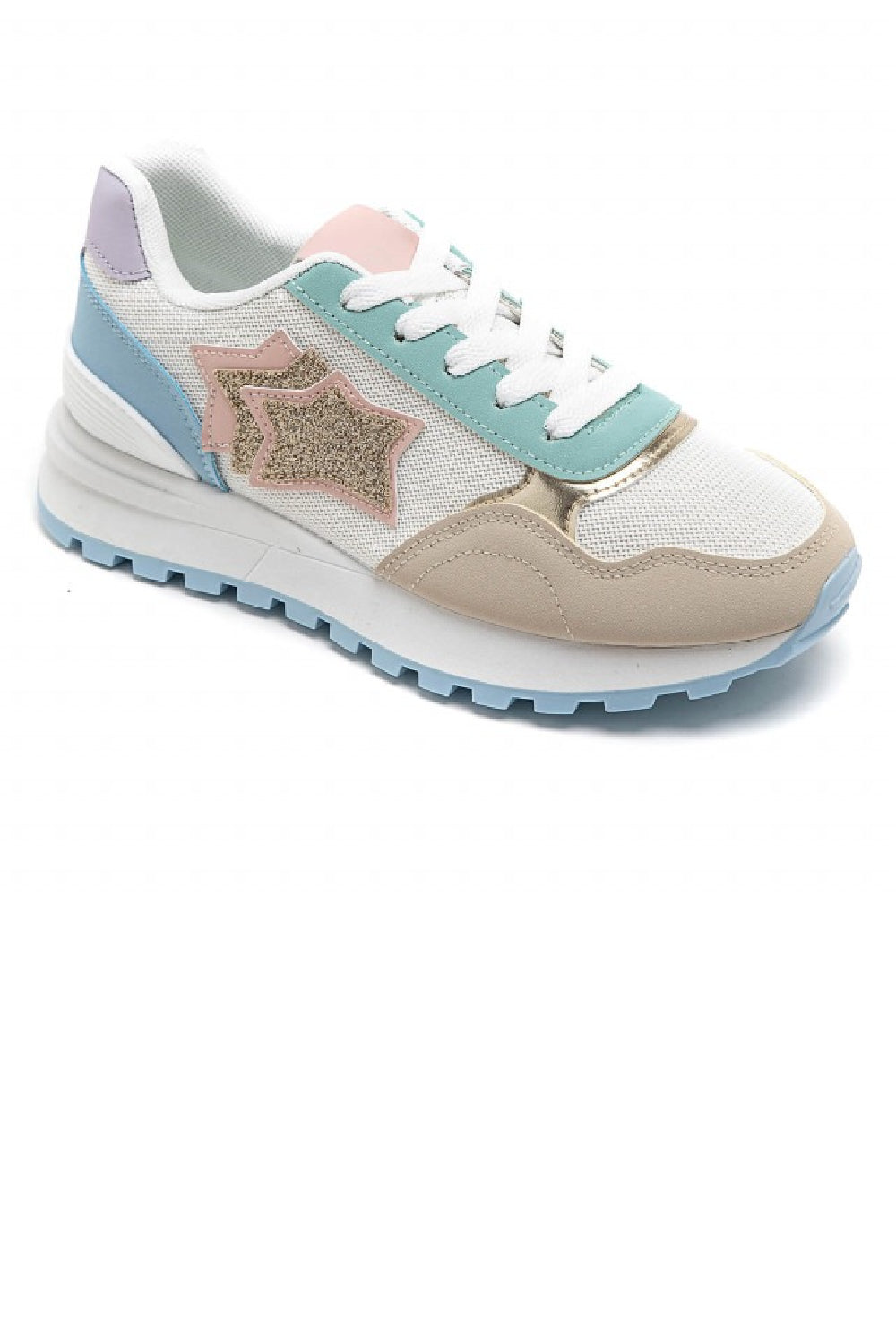 BEIGE FLAT LACE UP SIDE DETAIL SNEAKERS TRAINERS