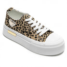 LEOPARD LACE UP HEART DETAIL CHUNKY STYLISH FLAT TRAINERS