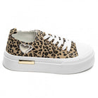 LEOPARD LACE UP HEART DETAIL CHUNKY STYLISH FLAT TRAINERS