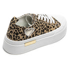 LEOPARD LACE UP HEART DETAIL CHUNKY STYLISH FLAT TRAINERS