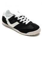 BLACK LACE UP FLAT DESIGNER SIDE DETAIL RUNNING SHOES TRAINERS