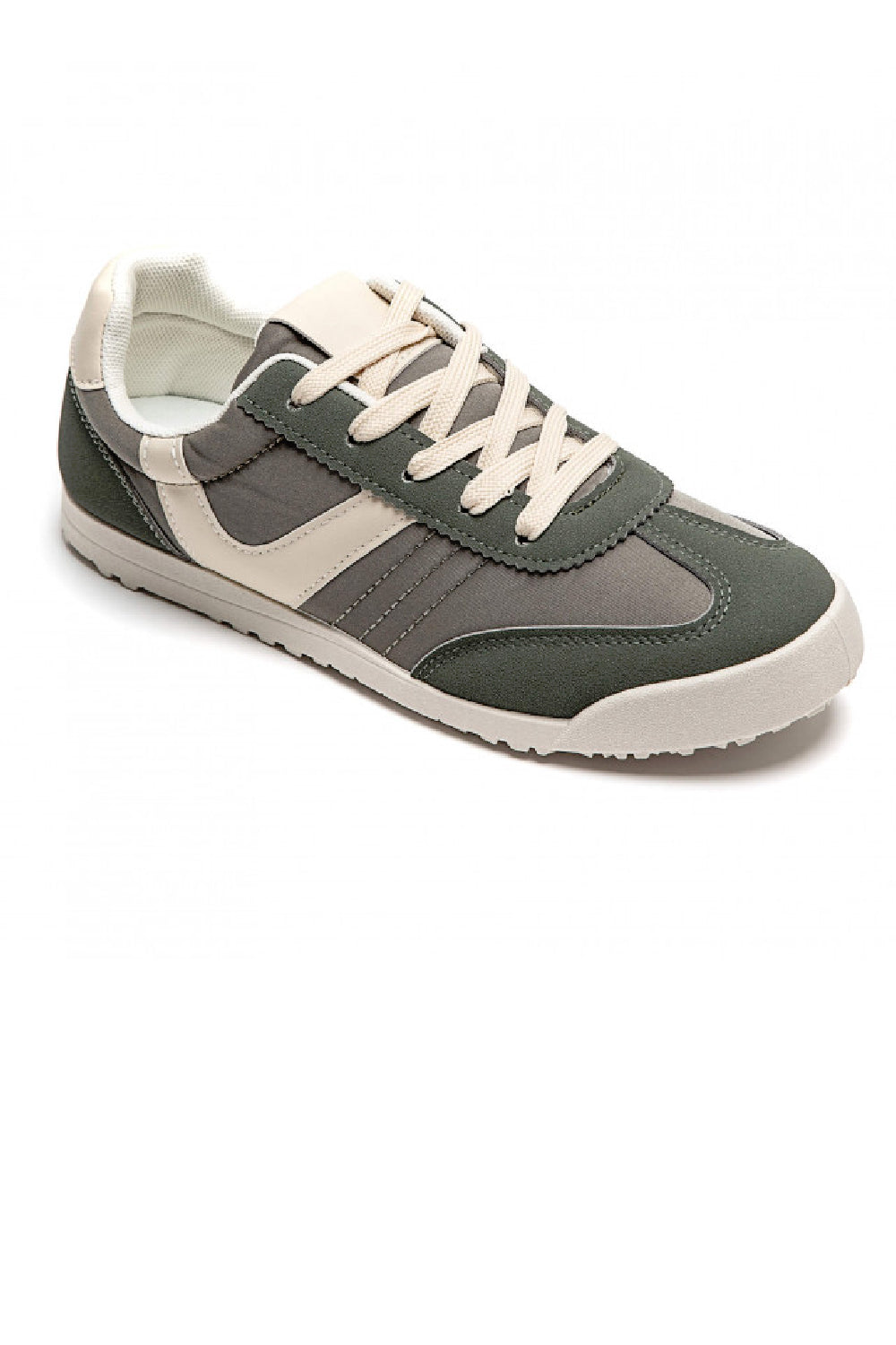 GREEN LACE UP FLAT DESIGNER SIDE DETAIL RUNNING SHOES TRAINERS