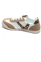 KHAKI LEOPARD LACE UP FLAT DESIGNER SIDE DETAIL RUNNING SHOES TRAINERS